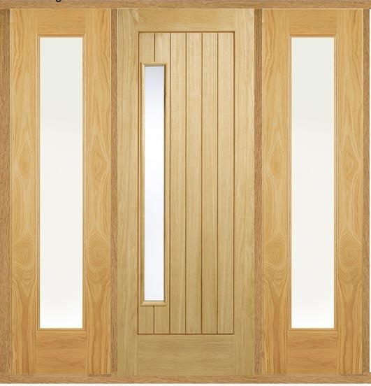 Newbury 1-light Oak Front Door with Sidelight/s